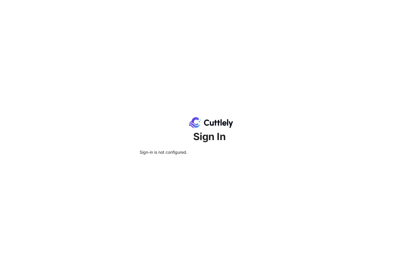 The Sign In page with only the line Sign-in is not configured. under the title.